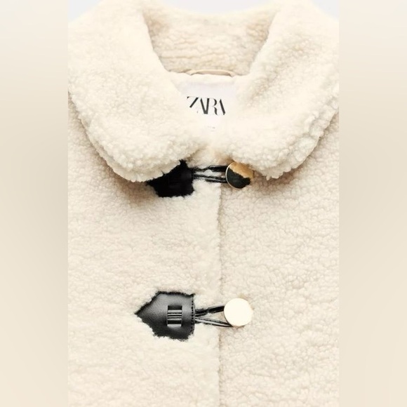 NWT. Zara Ecru Faux Shearling Collared Jacket. Size S. - Picture 6 of 12